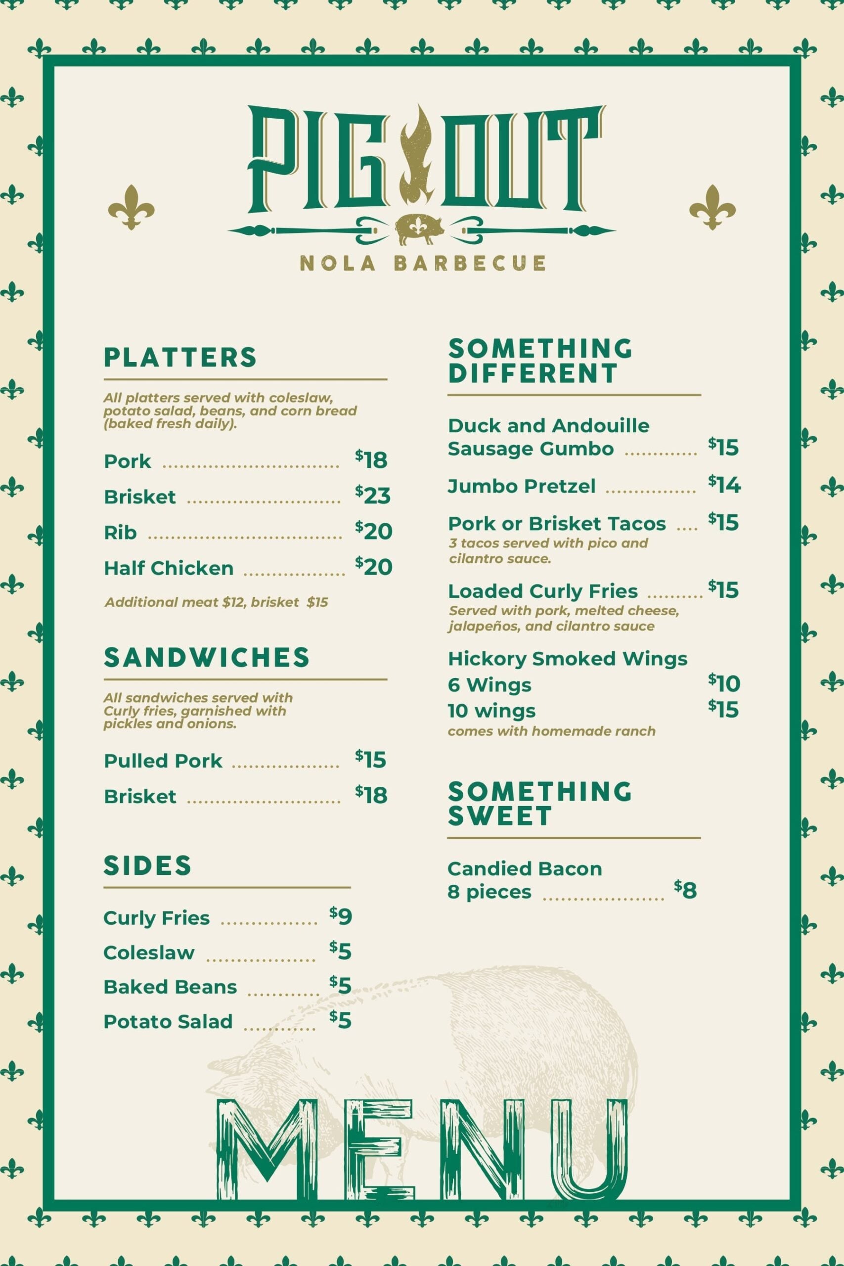 pigout new menu Pig Out Nola BBQ Joint French Quarter Menu